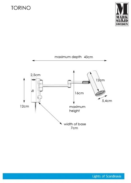 Markslöjd 107538 - Stmievateľné nástenné bodové svietidlo TORINO 1xGU10/12W/230V