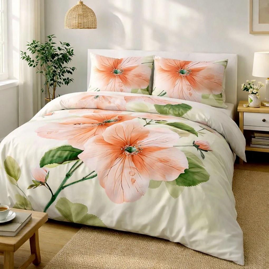 SATÉNOVÉ OBLIEČKY SATYNLOVE PREMIUM 200X220 CM, 2KS 70X80 CM KVETY
