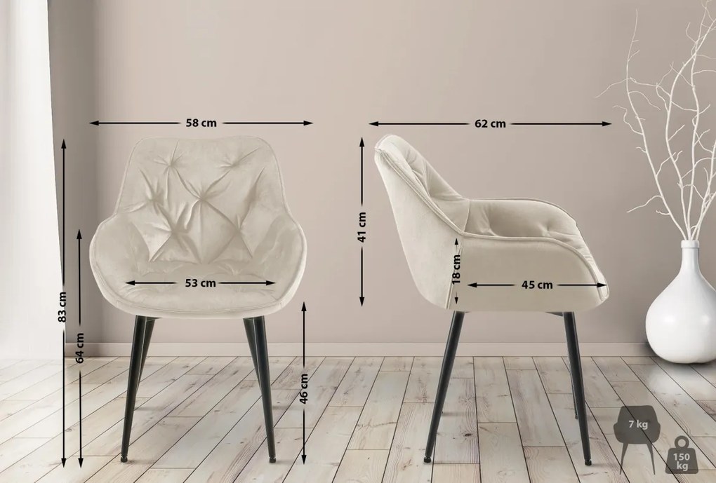 Stolička Tanna - zamat - Krémová