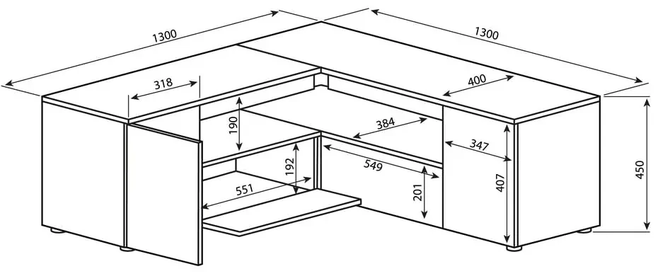 Sivo-biely TV stolík v dekore betónu 130x46 cm Angle – TemaHome