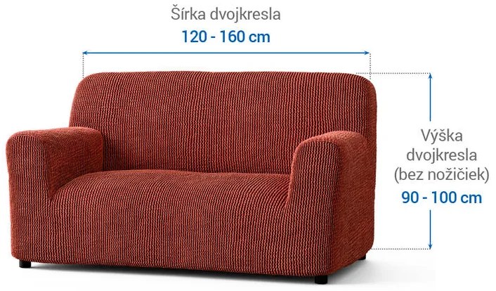 Bielastické poťahy COSTINA medená dvojkreslo (š. 120 - 160 cm)