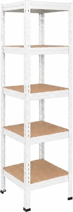 Regál 183x40x40 cm lakovaný 5-policový, nosnosť 1000 kg, RIVET - biely