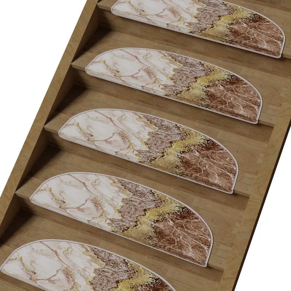 Nášľapy na schody vo svetlohnedo-krémovej farbe v súprave 16 ks 20x65 cm Golden Marble – Vitaus