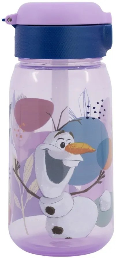 Plastová fľaša na pitie so slamkou a viečkom Ľadové kráľovstvo - Frozen - 510 ml