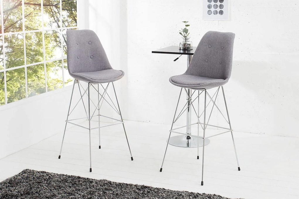 Dizajnová barová stolička Sweden retro / šedá