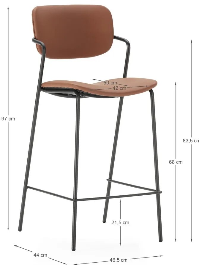 Barové stoličky v tehlovej farbe v súprave 2 ks (výška sedadla 68 cm) Maika – Marckeric