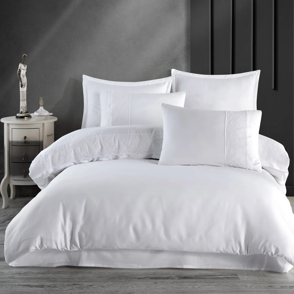 SATÉNOVÉ OBLIEČKY VALINOR 160X200 CM, 2 KS 70X80 CM BIELE