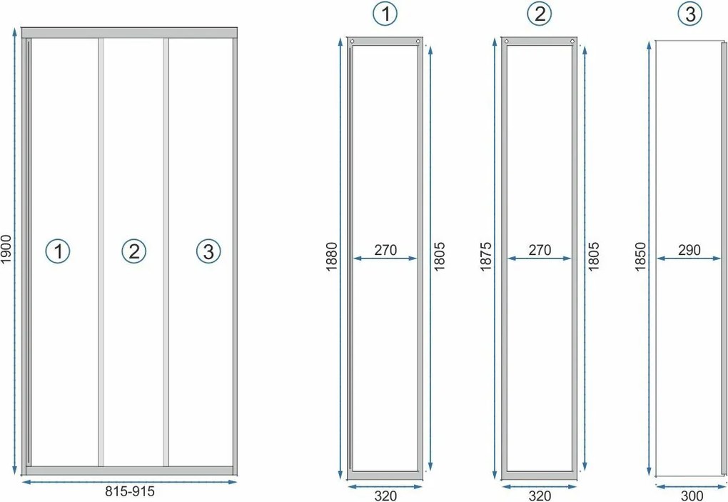 Posuvné sprchové dvere REA ALEX 90 cm pre inštaláciu do niky, čierne/transparent - bez vaničky