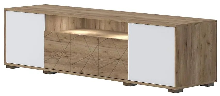 TV stolík Stela TV lakované tobacco/crystal white