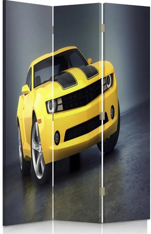 CARO Paraván - Yellow Car | trojdielny | obojstranný 110x150 cm