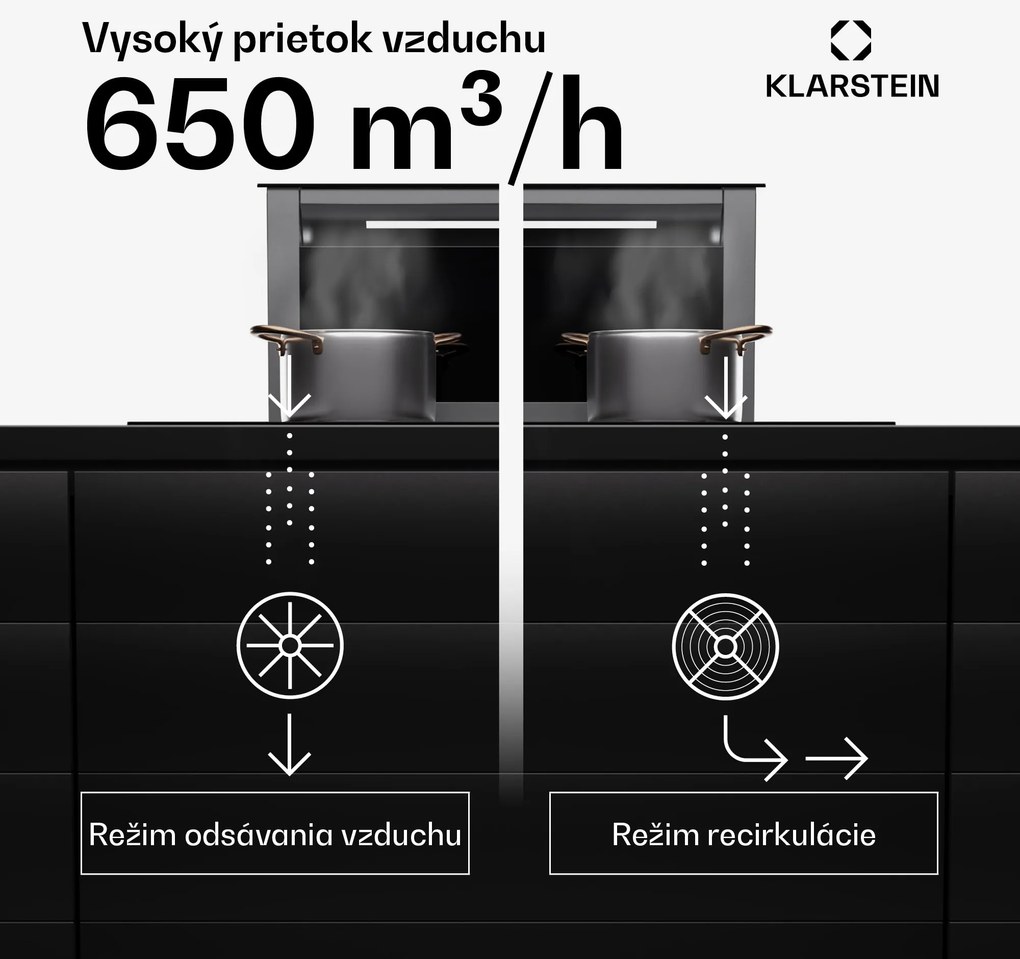 Klarstein Royal Flush Eco Slim 60, digestor, 60 cm, 650 m³/h, EEK A