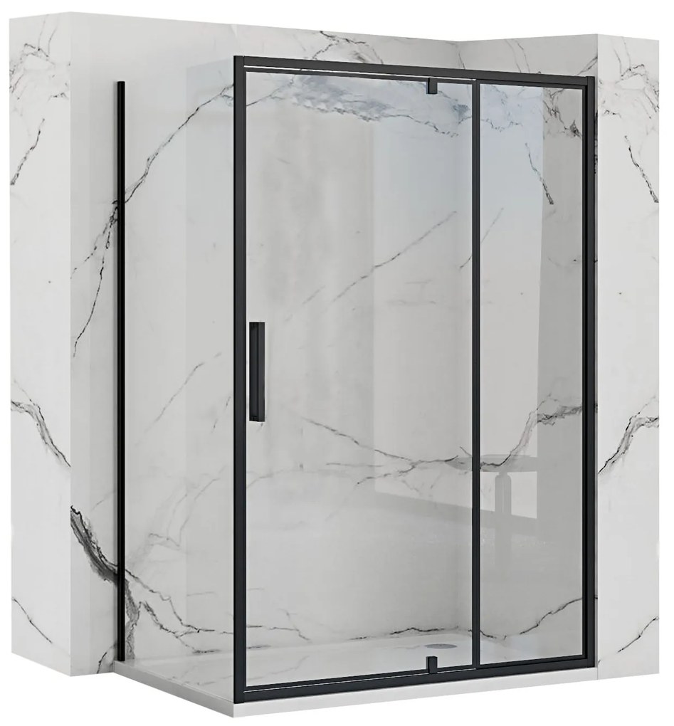 Rea Rapid Swing, rohový sprchovací kút 100 (dvere) x 90 (stena) x 195 cm, 6mm číre sklo, čierny profil, KPL-009929