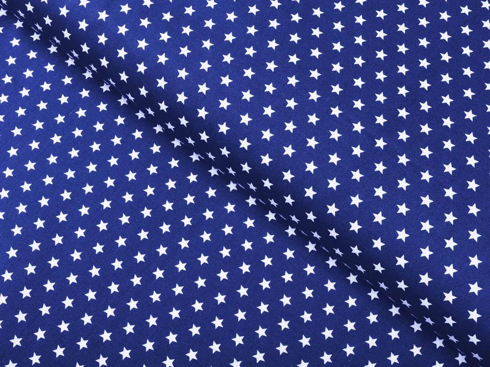 Biante Bavlnený obdĺžnikový obrus Sandra SA-352 Biele hviezdičky na modrom 130x160 cm