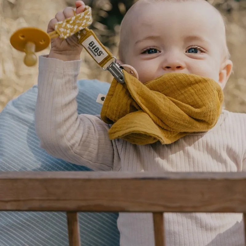 BIBS Klip na cumlík Paci Braid Mustard/Ivory