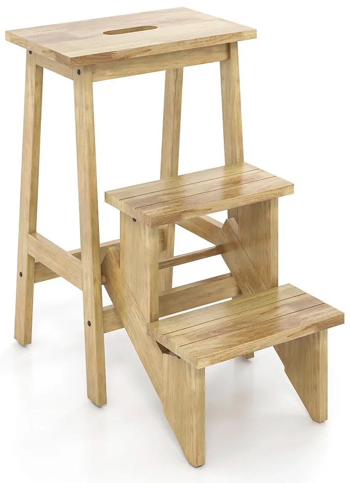 Skladací 3-stupňový schodík, prírodný