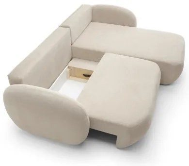 Rohová rozkladacia sedacia súprava s úložným priestorom do L OLBIA pravá béžová