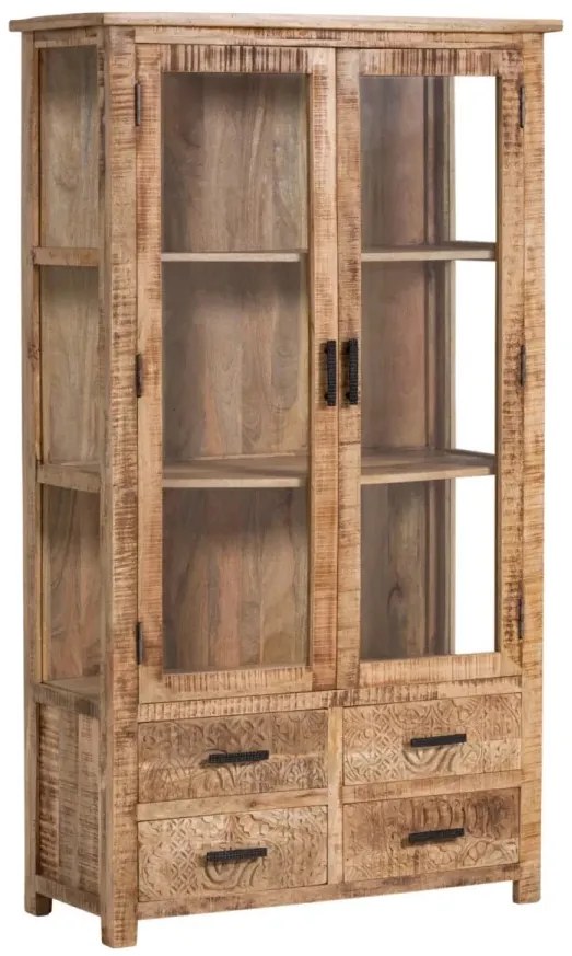 furniture-nabytek.cz - Masívna vitrína z mangového dreva, lakovaná, hnedá – 100×42×180 cm