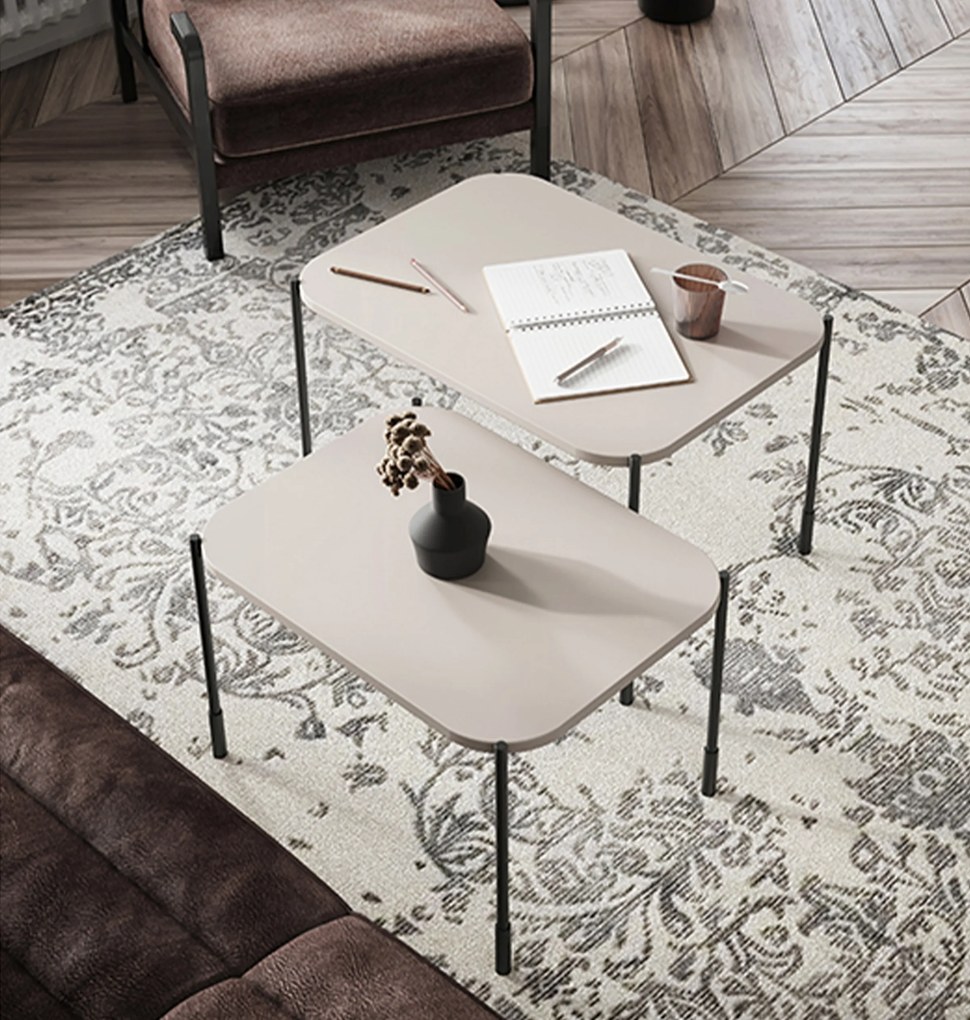 Kávový stolík Sonatia 70 cm obdĺžnikový na kovových nohách - kašmír