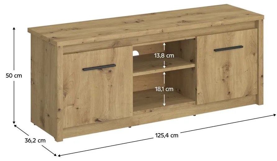 TV stolík/skrinka IRON (dub artisan). Vlastná spoľahlivá doprava až k Vám domov. 1091698