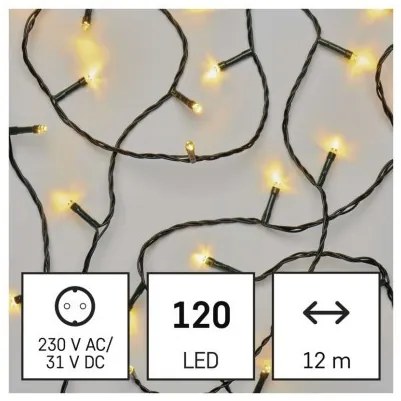 LED vianočná reťaz Steny s programami 12 m teplá biela