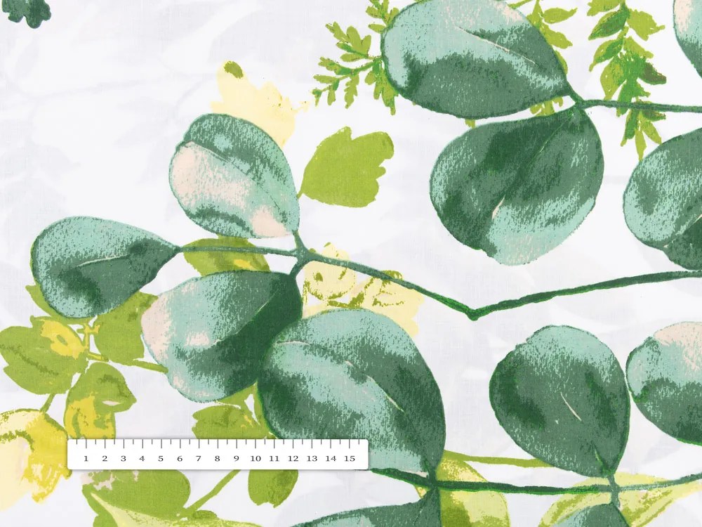 Biante Bavlnený obdĺžnikový obrus Sandra SA-244 Zelený eukalyptus na bielom 140x180 cm