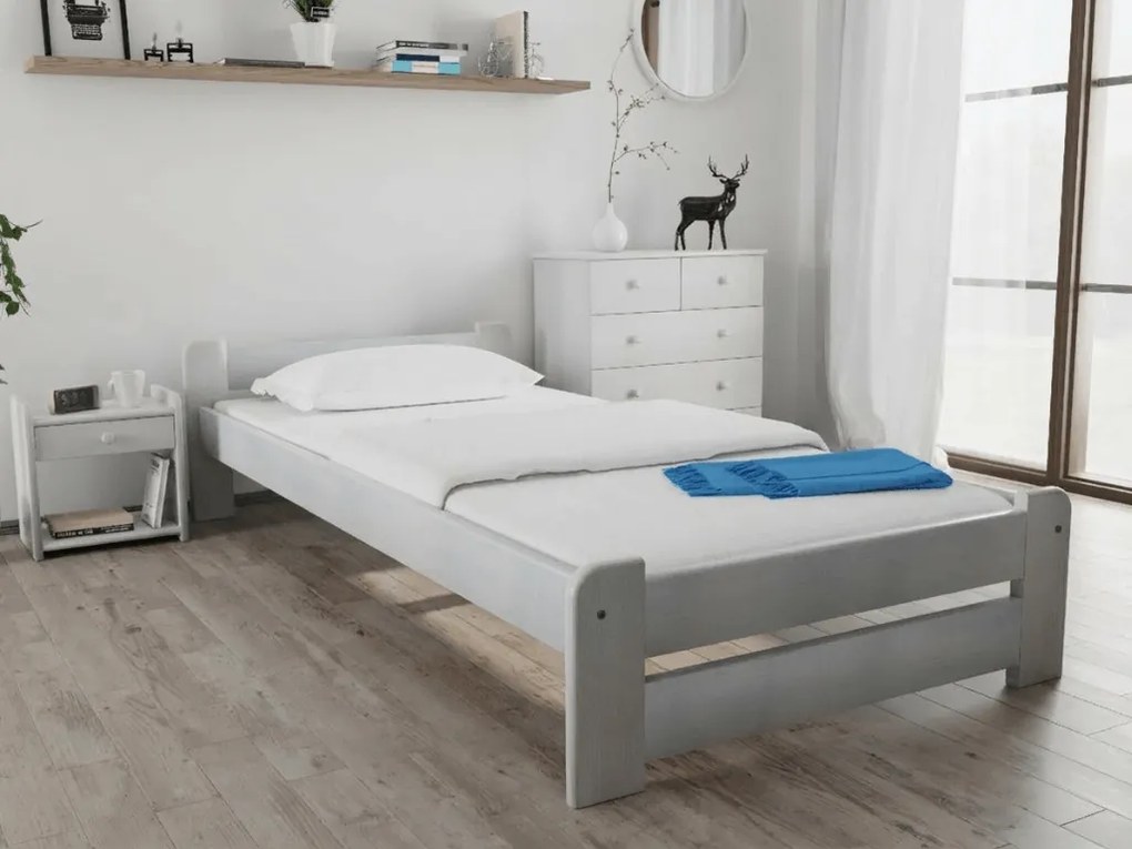 Posteľ Emily 80 x 200 cm, biela Rošt: S latkovým roštom, Matrac: Matrac DELUXE 10 cm