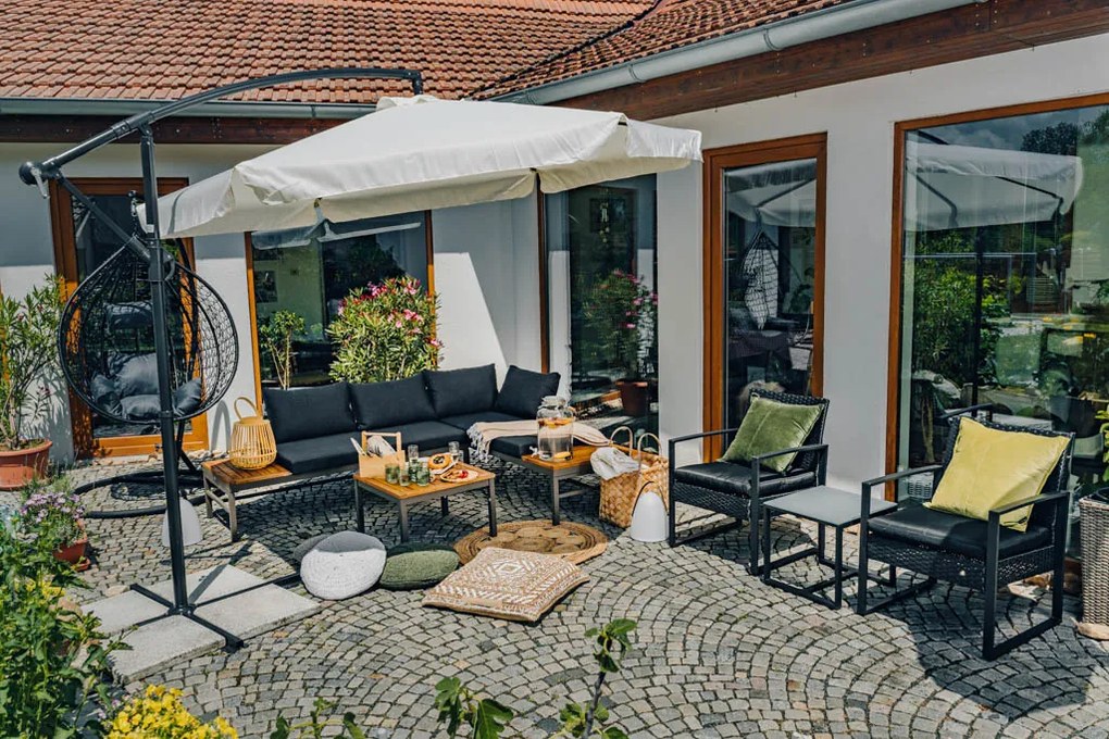 Záhradný skladací slnečník LEVI 300 cm, sivý + obal zdarma