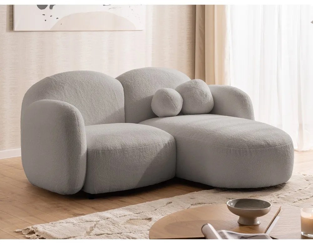 Sivá rohová pohovka z textílie buklé (pravý roh/s leňoškou) Orbit – Ropez