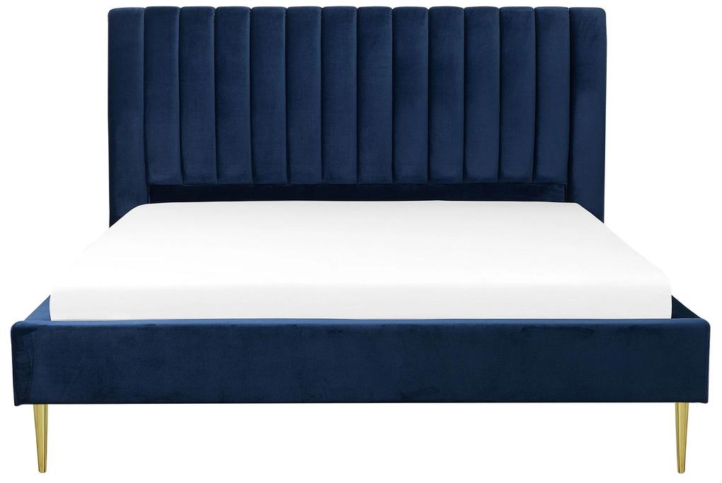 Zamatová posteľ 180 x 200 cm modrá MARVILLE Beliani