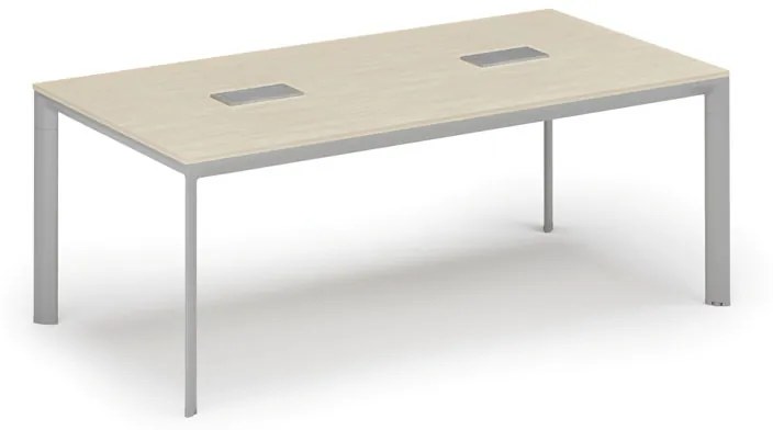 Stôl INVITATION 2000 x 1000 x 740, sivá + 2x stolná zásuvka TYP IV, strieborná