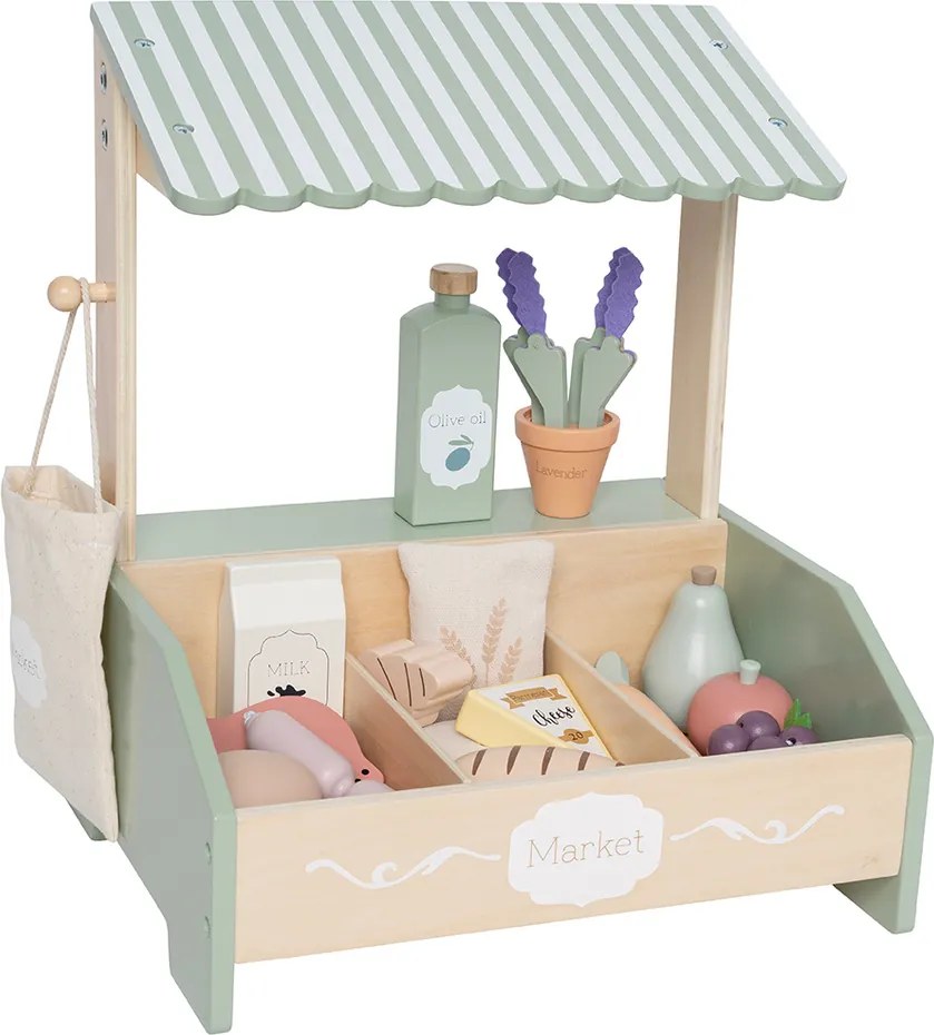 Detský obchodík s dreveným ovocím a zeleninou