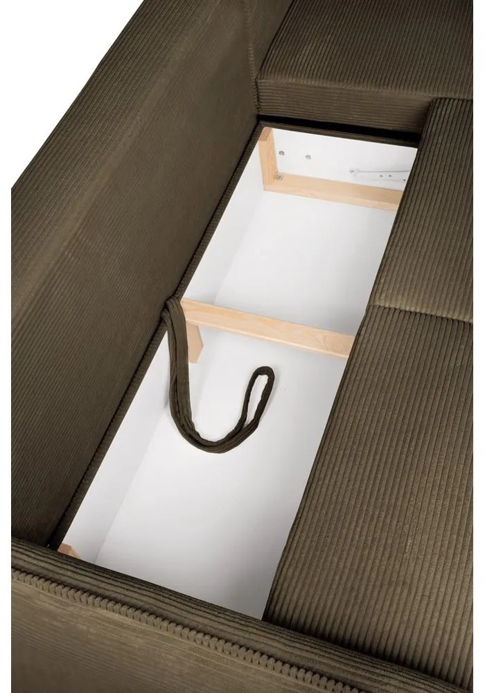 Zelená menčestrová rozkladacia rohová pohovka (pravý roh) Tori – Bonami Selection