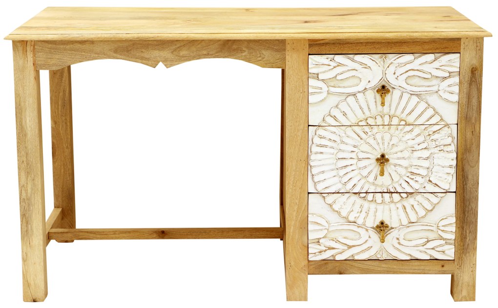 furniture-nabytek.cz - Rustikálny písací stôl z mangového dreva 130x76x70