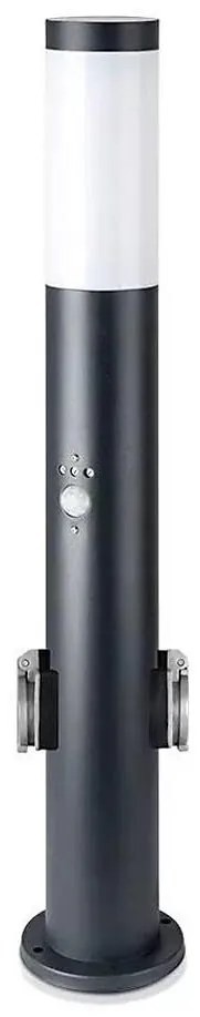 V-Tac Vonkajšia lampa so senzorom a 2 zásuvkami SCHUKO 1xE27/60W/230V IP44 60cm čierna VT0462