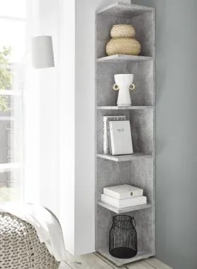 Rohový regál Corner Light, šedý betón%