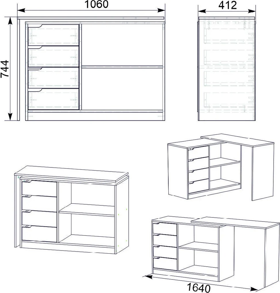 Písací stôl VARIO rozkladací