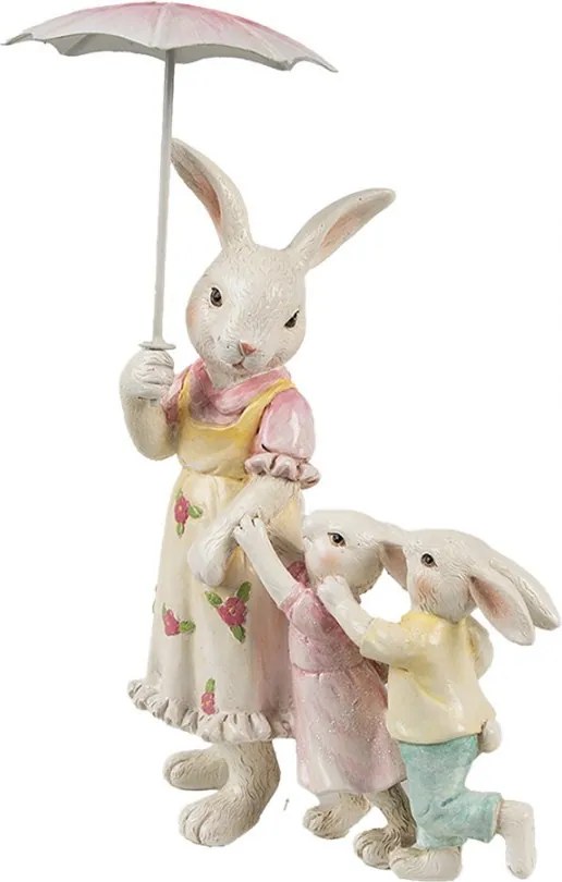 Dekorácia králičia rodinka s dáždnikom - 16*9*22 cm