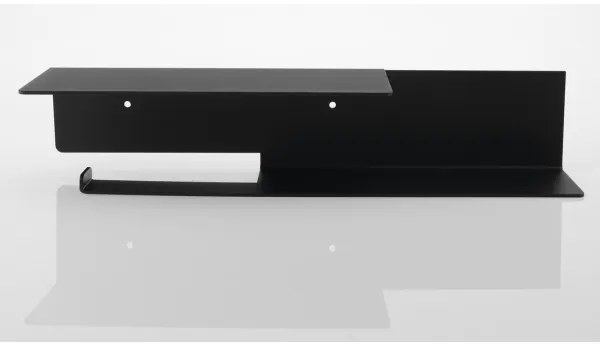 Sapho - Držiak toaletného papiera s poličkou 9,5x35 cm matná čierna