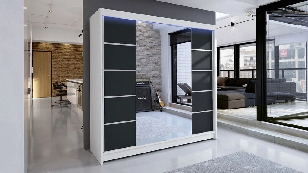 Posuvná skriňa Bar V, Farby: kašmír, Osvetlenie: osvetlenie LED RGB - farebné