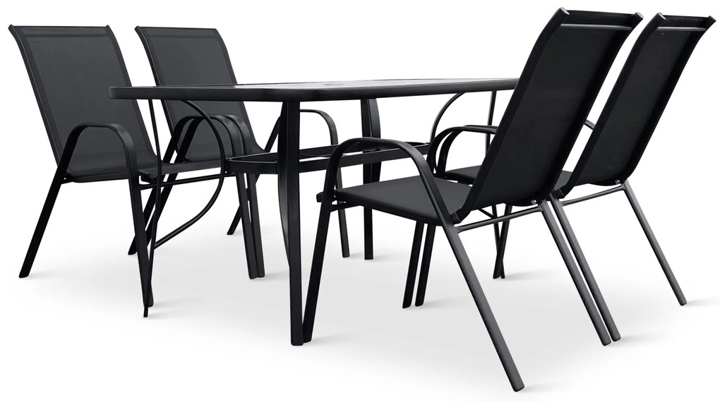 Záhradný jedálenský set Porto 140 cm + 4x kovová stolička Ramada