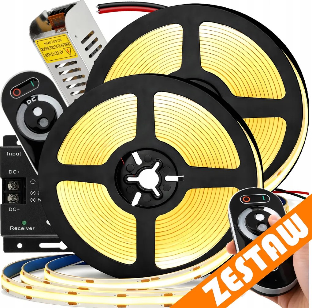 Sada LED neónových COB pásikov 12V 10m 120W - zdroj + diaľkový ovládač