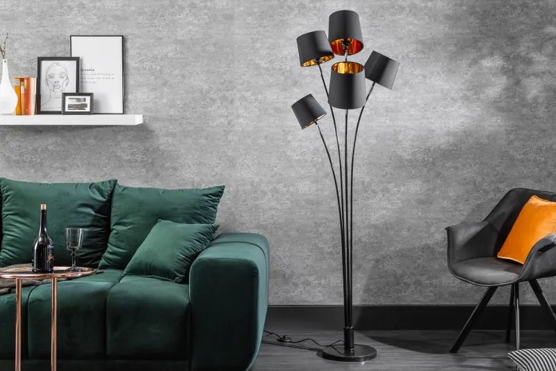 Stojanová lampa Shadow 178 cm čierna - zlatá