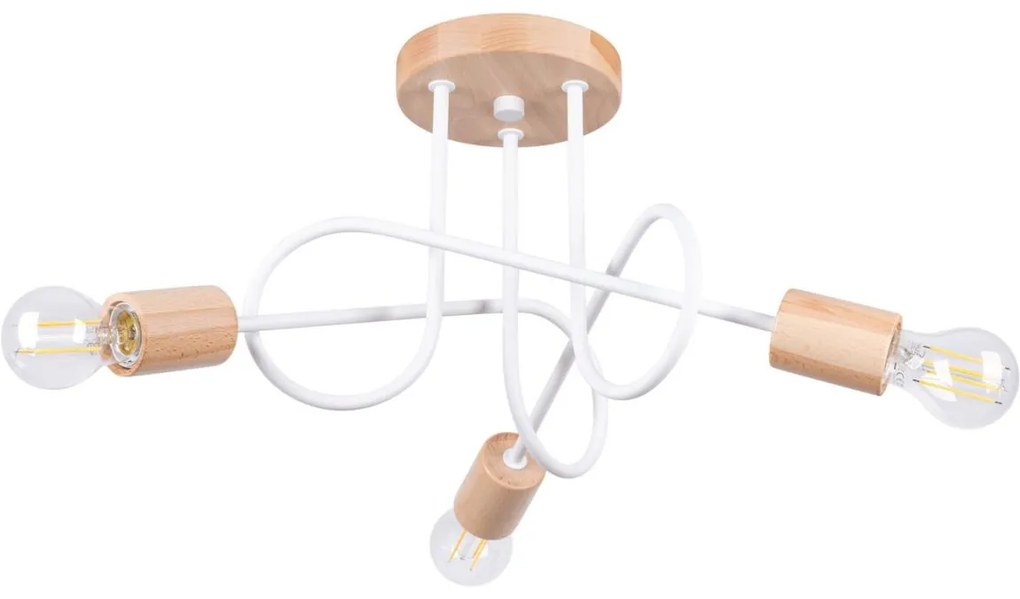 Sollux SL.1474 - Prisadený luster EMBER 3xE27/15W/230V biela/béžová/buk