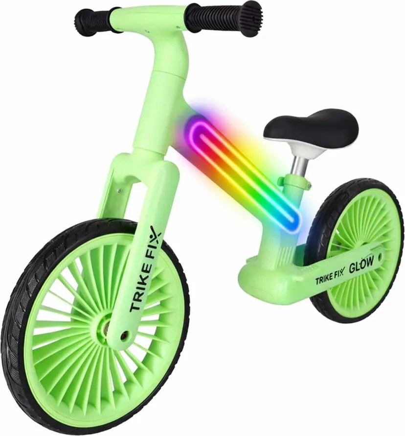 KIK Trike Fix Glow detský bežecký bicykel s RGB LED, neónovo zelený