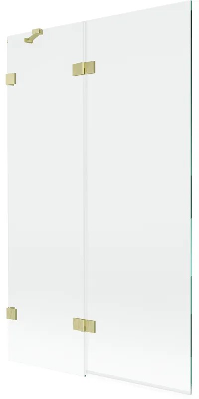 Mexen Lunar, 2-krídlová vaňová zástena ľavá 110 x 150 cm, číre sklo, zlatá matná, 897-110-100-55-00-L