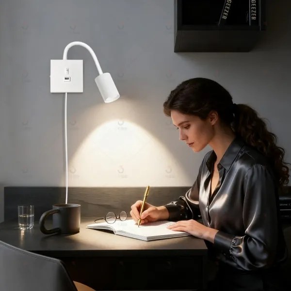 Immax 08296L - Nástenné svietidlo s USB PUNTO 1xGU10/9W/230V biele