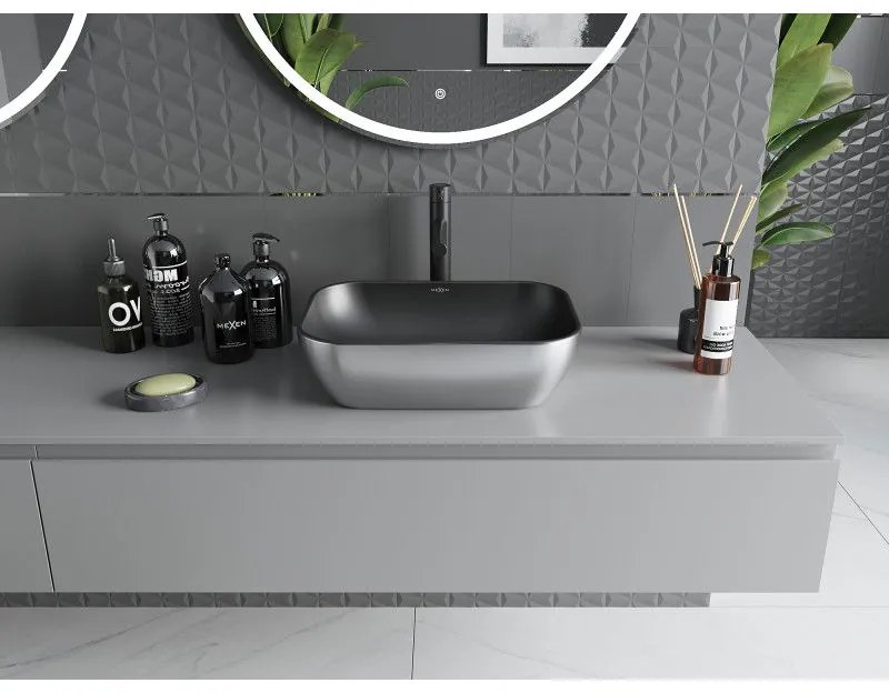 Mexen Rita, umývadlo na dosku 45x32x14 cm, čierna matná-strieborná, 21084574