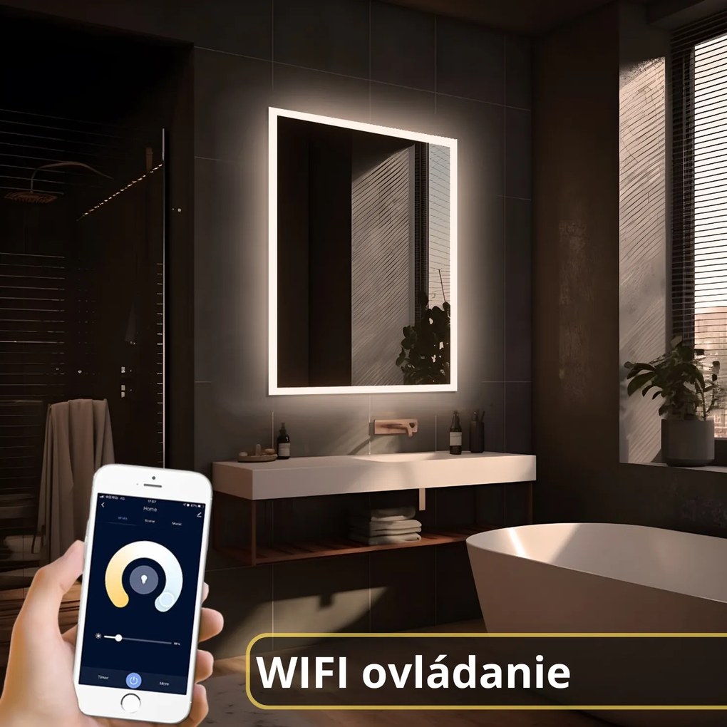 LED zrkadlo Classico 60x90cm teplá biela - wifi aplikácia