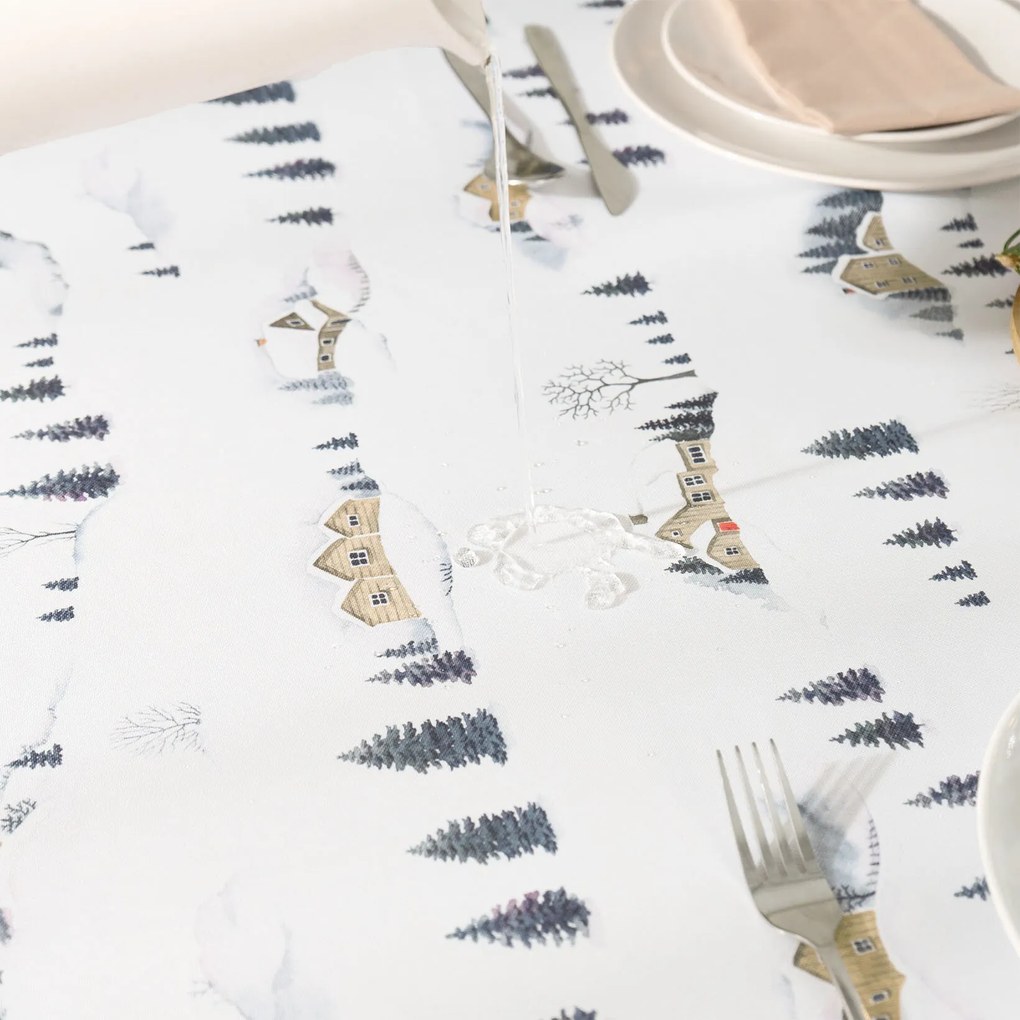 Goldea vianočný hranatý teflónový obrus - zimná krajina 80 x 80 cm