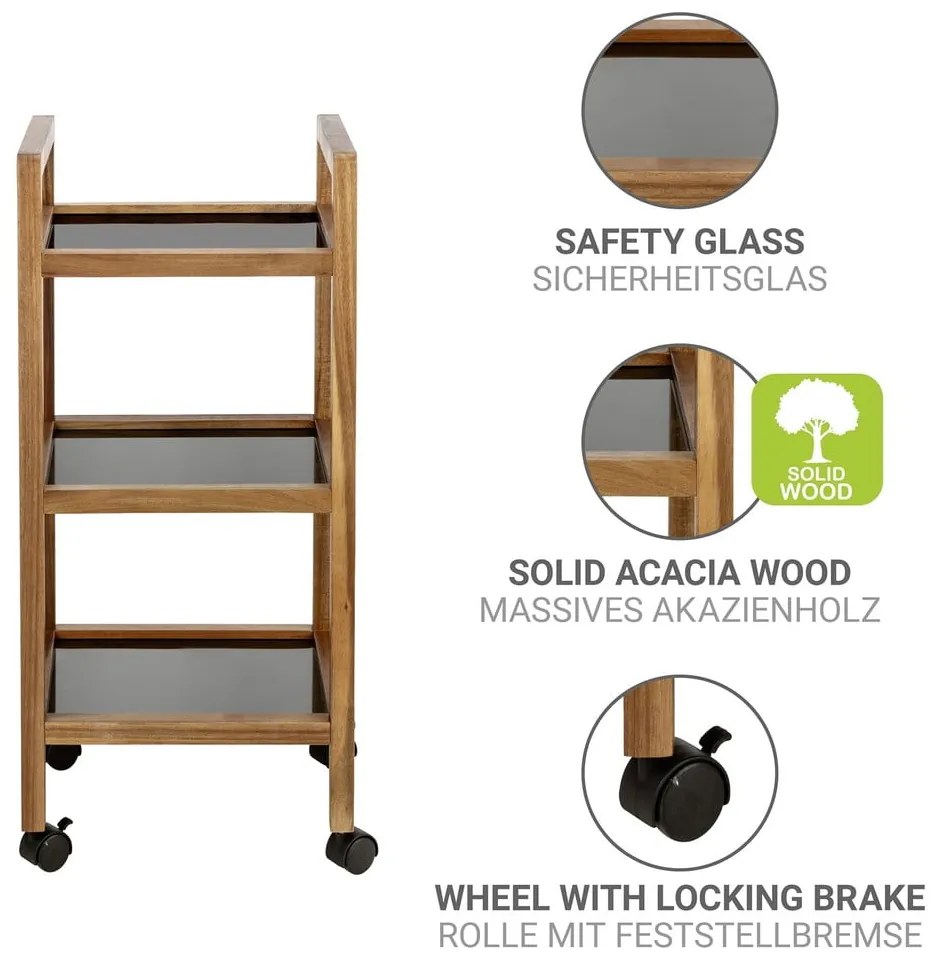 Čierny/v prírodnej farbe kúpeľňový regál z masívu akácie 35x76,5 cm Fondi – Wenko